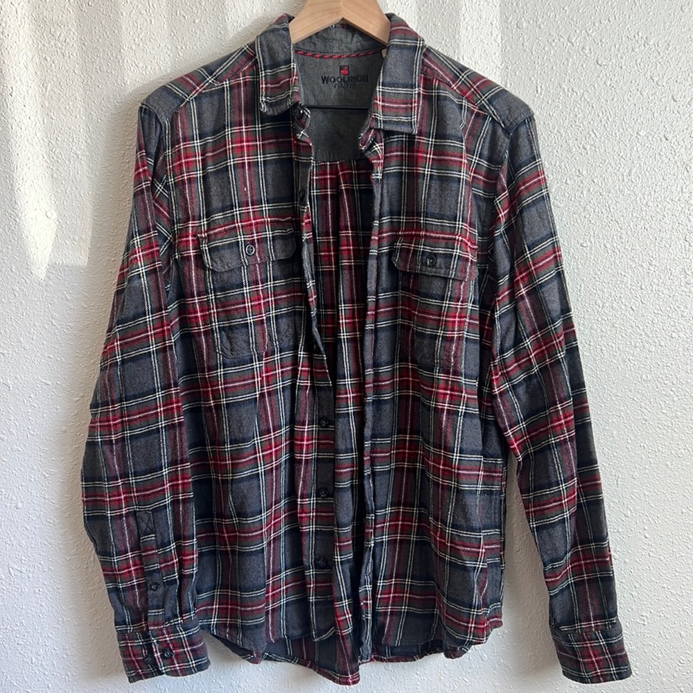 Woolrich Flannel Shirt, Red/Gray, Men's Large